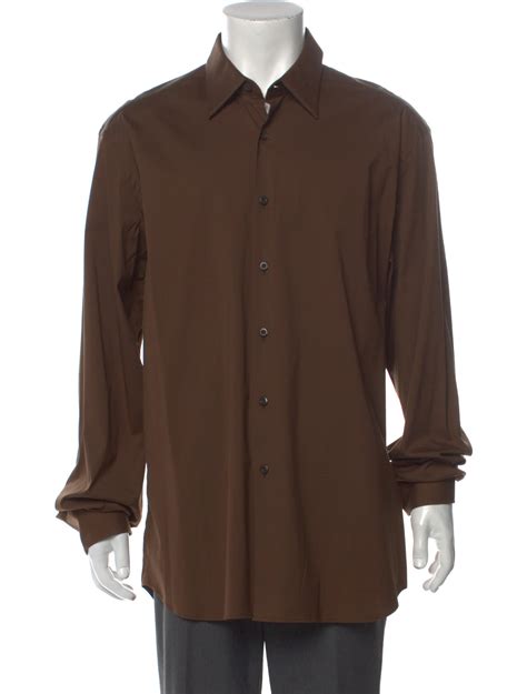 Prada Long Sleeve Dress Shirt - Brown Dress Shirts, Clothing ...