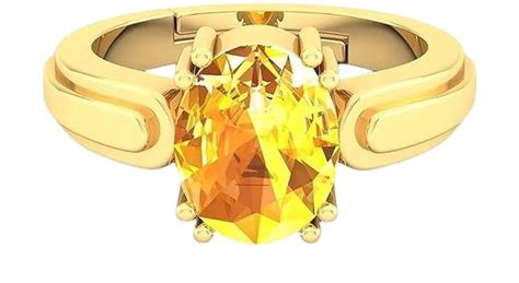 Buy The Galaxy Gems A+++ Quality 5 Ratti Yellow Sapphire Gold Ring ...