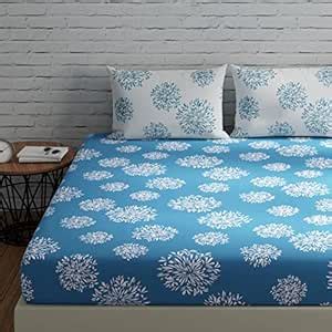 Buy HUESLAND by Ahmedabad Cotton 144 TC Fitted Cotton Bedsheet for ...