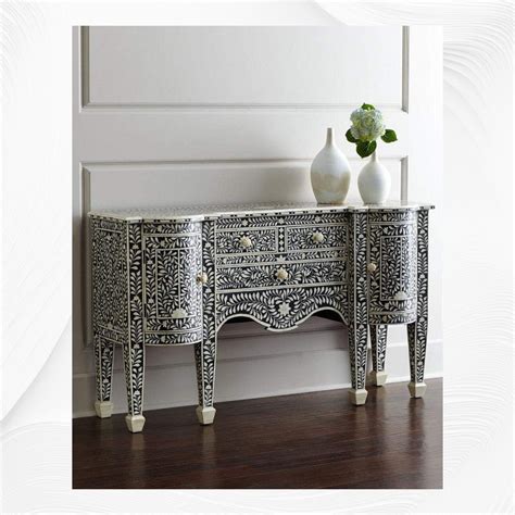 Bone Inlay Victorian Buffet Black – Luxury Handicrafts