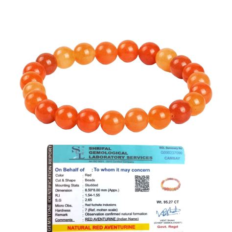Buy Divine Spirituals Natural Red Aventurine Bracelet Lab Certified AAA ...