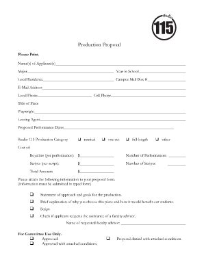 Fillable Online cas umw Studio 115 Production Proposal Form - cas umw ...