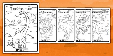 Dinosaurs Picture and Word Colouring Pages | Twinkl
