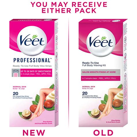 Buy VEET PROFESSIONAL WAX STRIPS FOR NORMAL SKIN (FULL BODY), 20 STRIPS ...