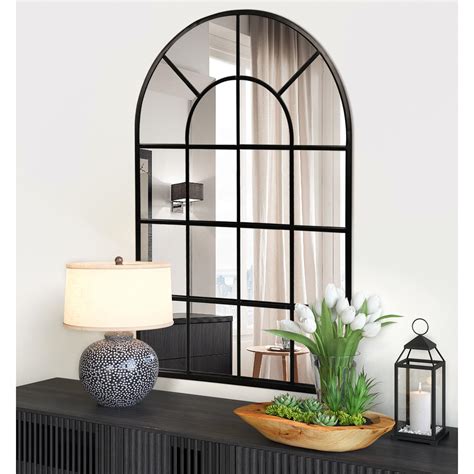 Amazon.com: GIFTTROVE Black Arched Window Mirror, Large Window pane Mirror with Beveled, Metal ...