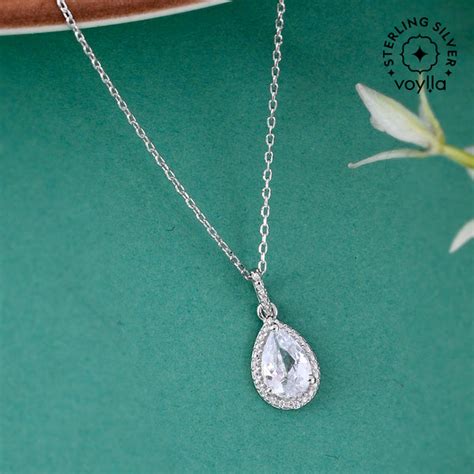 925 Sterling Silver CZ Pearl Shaped Pendant with Chain – VOYLLA