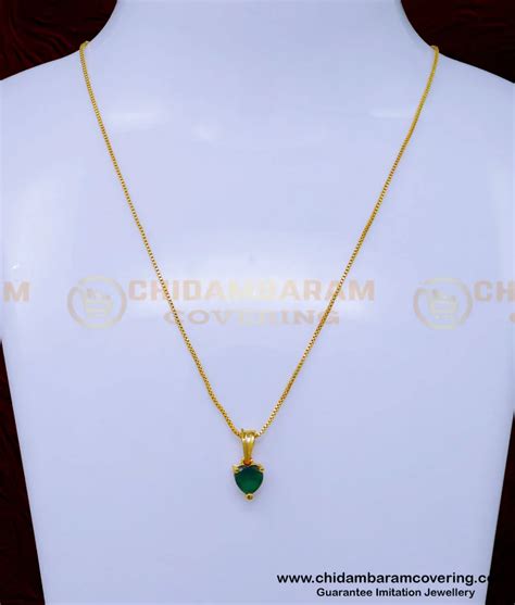 Buy Single Stone Pendant Design with Thin Gold Chain Models