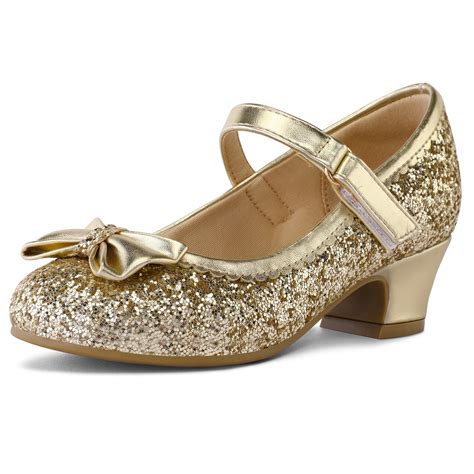 Kushyshoo Kids Gold Dress Shoes, Little Girls Mary Jane 1.5in Chunky ...