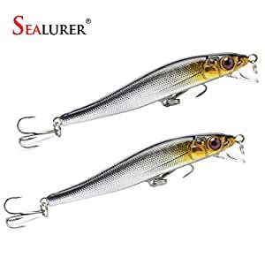 EE : Sealurer 8cm/5.5g Minnow Fishing Lures 2pcs/lot 8# Hooks Pesca ...