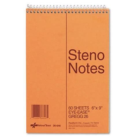 National Brand : Standard Spiral Steno Book, Gregg Rule, 6 x 9, Green ...
