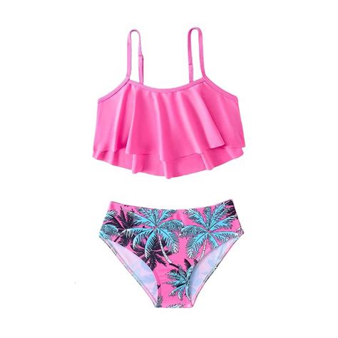 Hiijoy Little Girls Bikini Swimsuit Ruffle Beach Bathing Suit Swimwear ...