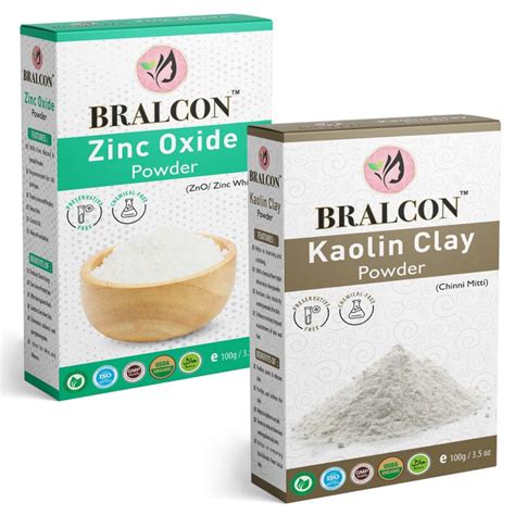 Buy BRALCON Kaolin Clay Powder & Zinc Oxide Powder Non Nano Combo - Set ...
