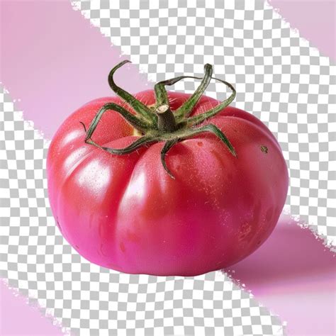 A tomato is on a pink background with a white square in the middle ...