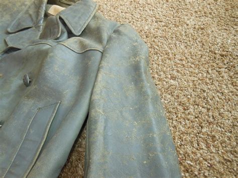 WW2 German Navy Kriegsmarine Leather Foul Weather / U-Boat Deck Jacket - NICE | #1930984242