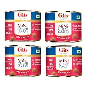 Gits MiNi Gulab Jamun | Open & Eat Tin 225g | 32 Pieces (8 pcs in Each ...