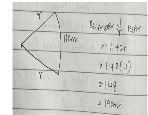 the perimeter of a sector of a circle of radius 4cm and formed by an ...