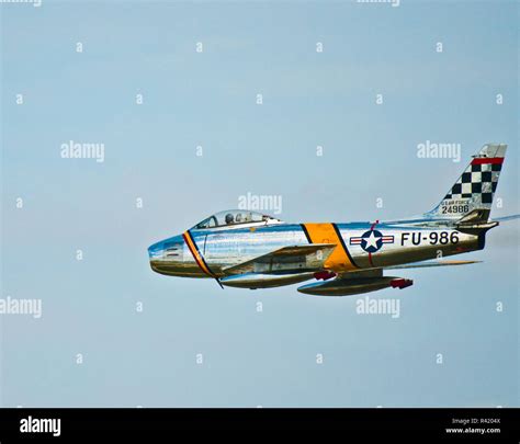 USA, Wisconsin, Oshkosh, AirVenture 2016, F-86 Sabre jet Tactical jet ...