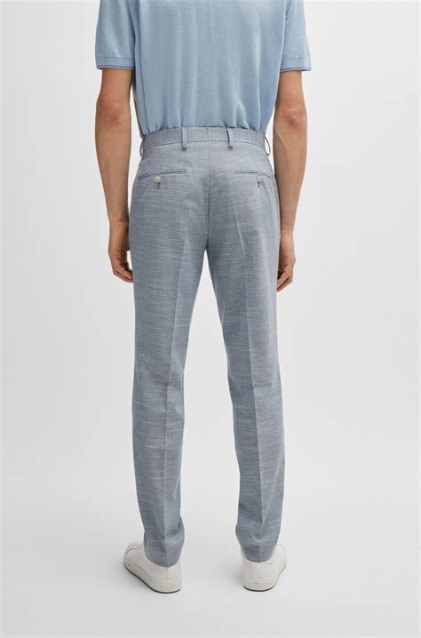 BOSS - Regular-fit suit in micro-patterned cloth - Light Blue