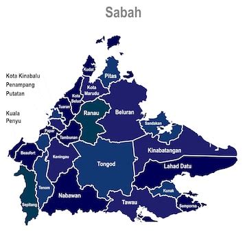 Sabah map | Premium Vector