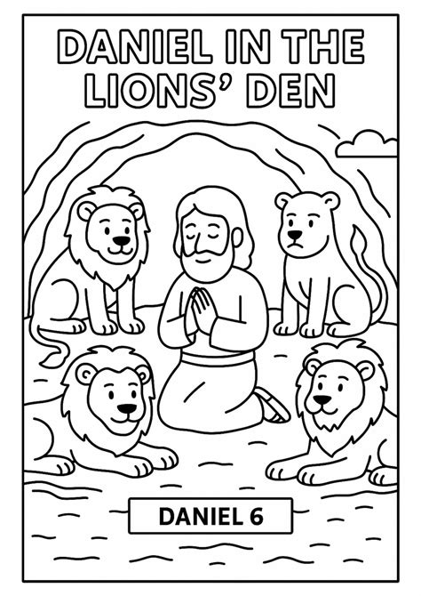 Daniel in the Lions’ Den – Daniel 6 Coloring Page (Free Printable ...