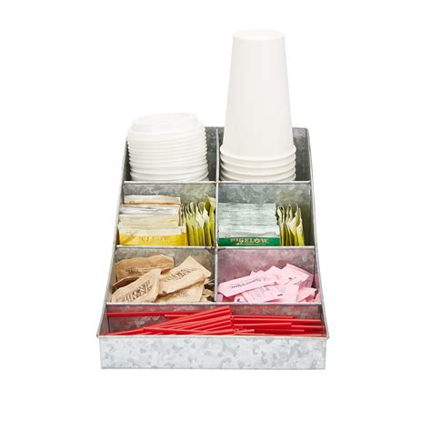 Mind Reader COMP7GALV-SIL 7 compartment Galvanized Break Room Condiment ...