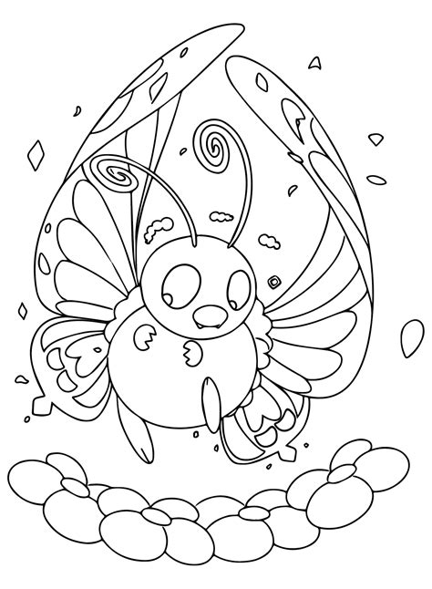 Kawaii Butterfree Coloring Cards