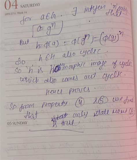 8. statement (a) : every isomorphic image of a cyclic group is cyclic ...