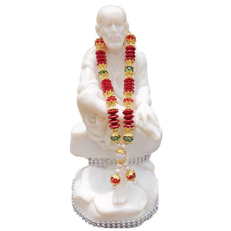 Buy Sai Baba White Idol Statue for Decor (Fancy Garland) Online at Low ...