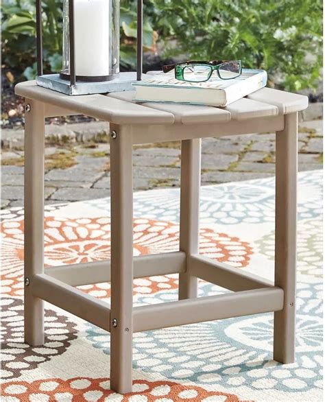 Sundown Treasure Grayish Brown Outdoor Rectangular End Table by Ashley ...