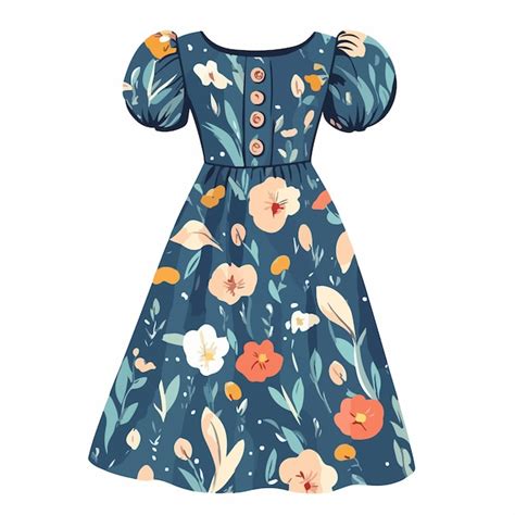 Elegant long summer dress with puffy sleeves and buttons | Premium AI ...