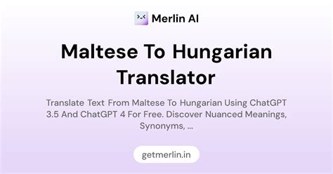 Maltese to Hungarian Translator
