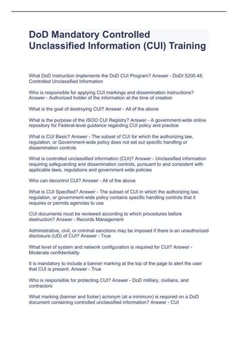 DoD Mandatory Controlled Unclassified Information (CUI) Training - CUI ...