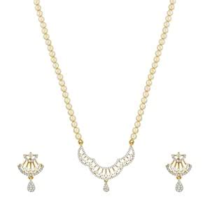 Buy KUSHAL'S Fashion Jewellery White Rodium-Gold Polished Copper Zircon ...