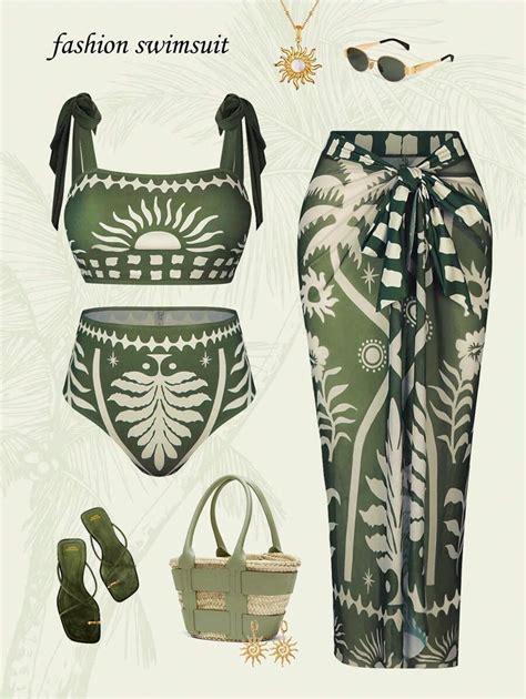 Swim Oasis Plus Size Women 3 Pieces Set: Tie Shoulder Top & Bottom ...