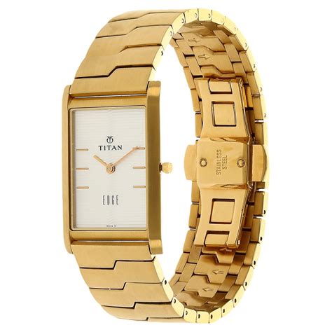 Buy Online Titan Edge Quartz Analog Silver Dial Golden Stainless Steel ...