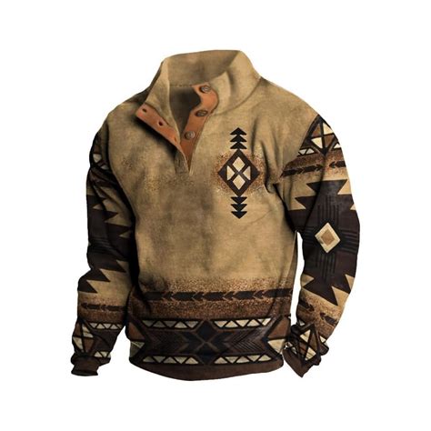 DMOYALA Aztec Pullover for Men Casual Long Sleeve 1/4 Button India | Ubuy