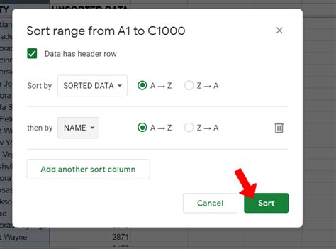 Google Sheets Sort Multiple Columns 的图像结果