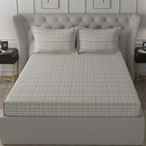 Buy Inhouse Ardour Tiffany Printed 200 TC 100% Cotton Neutral Bed Sheet ...