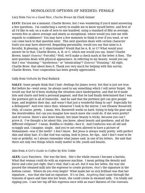 LB Audition Monologues | PDF