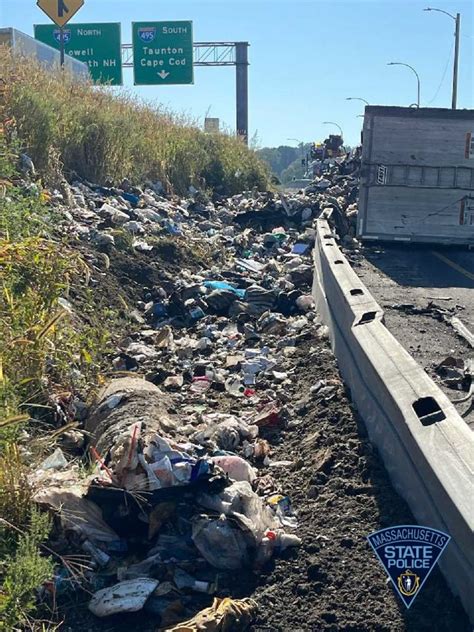 Rolled-Over Truck Spills Trash On Mass Pike Off-Ramp, Causes Closure ...