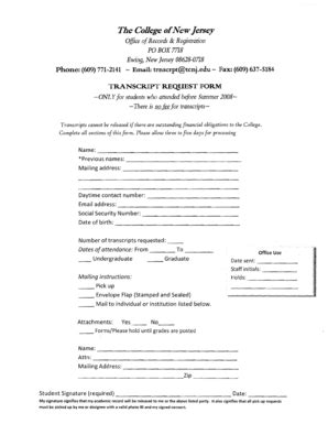 Transcript Request Form - Blank Fillable Template | Fill Out, Print ...