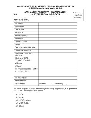 Fillable Online Application form for Hostels Fax Email Print - pdfFiller