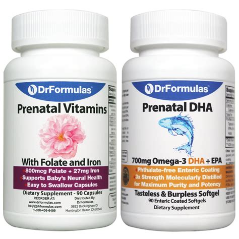 DrFormulas Prenatal Vitamins with DHA, Folate/Folic Acid/Methyfolate a