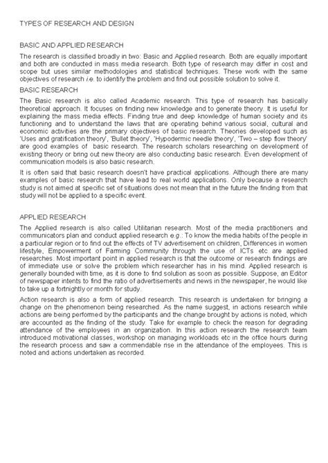 Types of research and Design - TYPES OF RESEARCH AND DESIGN BASIC AND ...