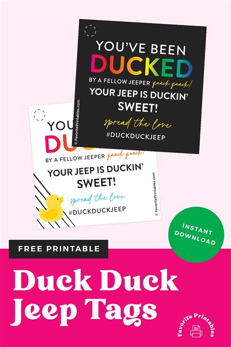 Free Printable Duck Duck Jeep Tags - Favorite Printables