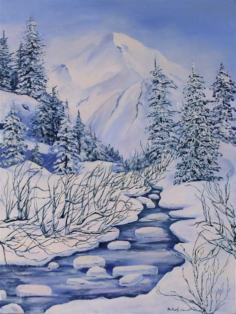 Winter Scene Painting at PaintingValley.com | Explore collection of ...