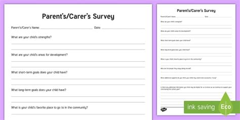 Parents Carers Survey Form
