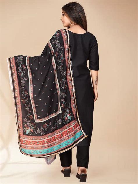 Black woven Design Kurta with Trousers with dupatta – Swaraas