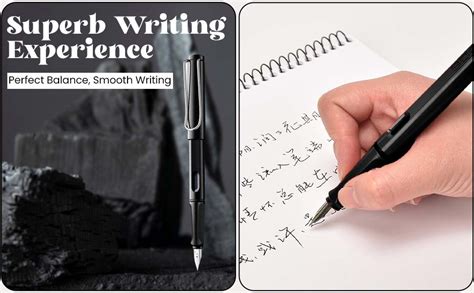 Homeaura Black Plastic Fountain Pen with F Nib, Ink Refill Converter ...