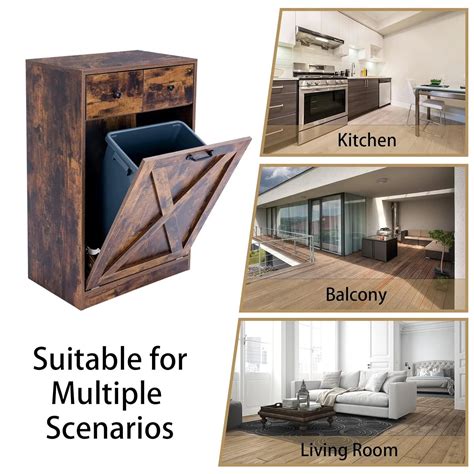 Hanging Kitchen Trash Can Bins Cabinet Wood Top Board Storage Pull Out ...